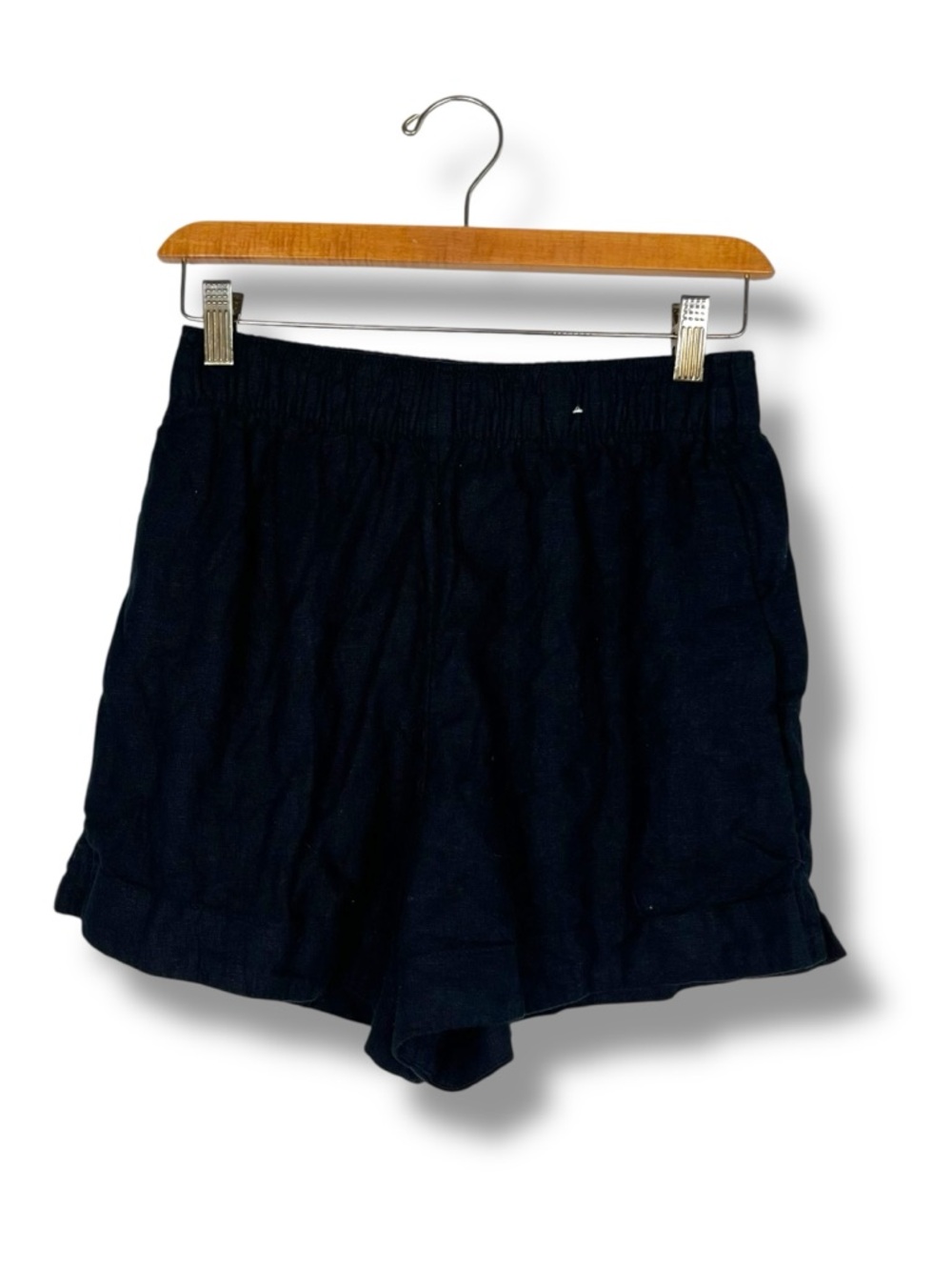 Abercrombie & Fitch Linen Blend Shorts Black Pull On Small Pockets Travel Lined - Picture 4 of 9